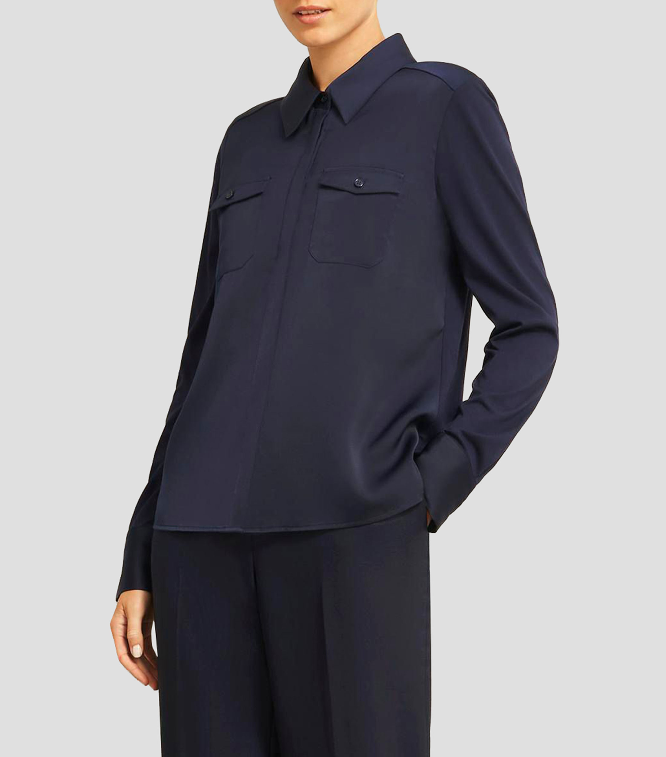 Camisa lisa con manga larga Mujer